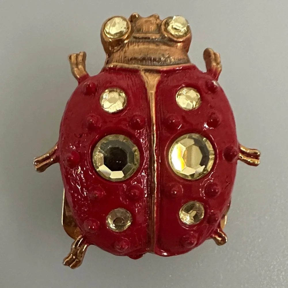 Red and Gold Ladybug Vintage Clip